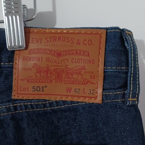 Levi's 501 Men's Straight Leg Jeans Blue 42W x 32L - Picture 3 of 4